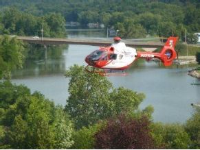 Looking out the local hospital window watching Medflight coming to get Becca
